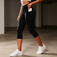 thumbnail image 2 of High Waist Yoga Capris for Women Slim Fits Stretch Athletic Training Leggings Comfy Breathable Fitness Cropped Pants with Pockets, 2 of 7