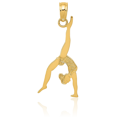 thumbnail image 3 of 14K Solid Yellow Gold Gymnast Necklace Gymnastics Charm Sports Pendant with chain 18inch, 3 of 7
