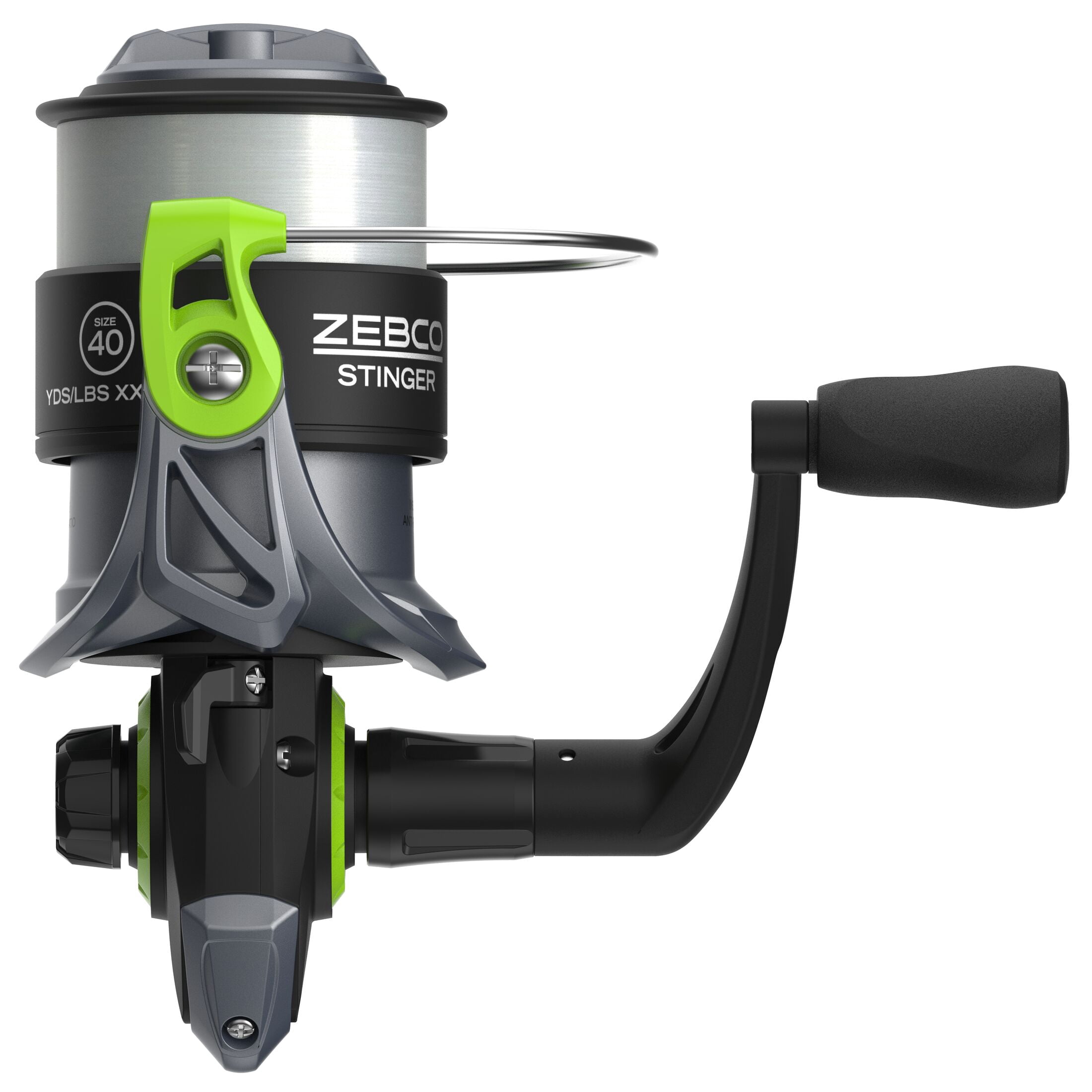 Zebco Stinger Spinning Fishing Reel, Size 40, 5.2:1 Gear Ratio, 1+1 Bearings, 12-Pound Line (Clam Packaging)