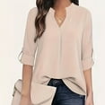 thumbnail image 2 of PuLe Long Sleeve Shirts for Women Women's Casual Chiffon V Neck 3/4 Sleeve Blouse Tops, 2 of 6