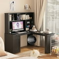 thumbnail image 5 of Llinc Store L Shaped Desk with Charger Computer Desk with Drawers, Bookshelf & Hutchwith LED Light, Modern Corner Desk, Home Office Desk, L-Shaped Study Table Writing Desk,Corner Desk with Storage, 5 of 9