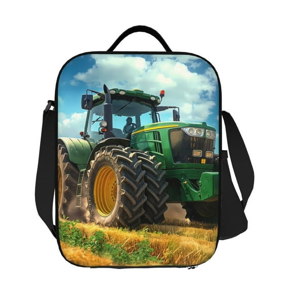 Ratiio Green Tractor Field Print Lunch Box - Reusable Lunch Bag Men Adult Women- Insulated LunchBox