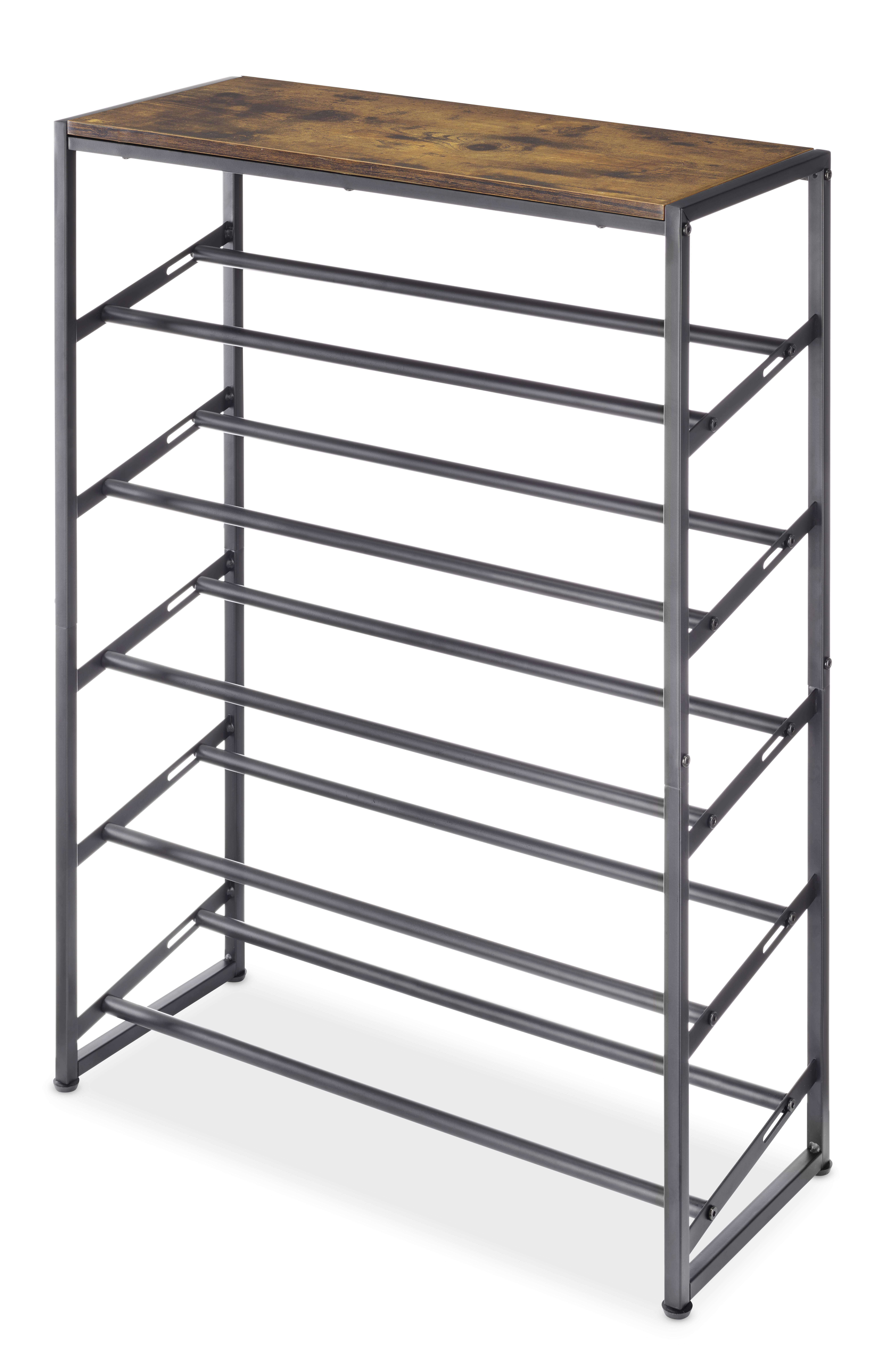 Whitmor Modern Industrial 5-Tier Adjustable Shoe Rack