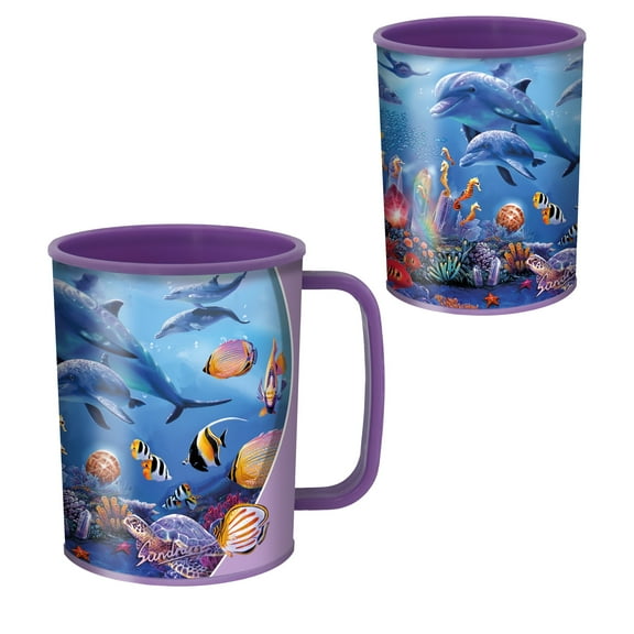 3D LiveLife Drinking Cup - Seahorse Kingdom 10oz Lenticular Ocean Kids Cup by Deluxebase