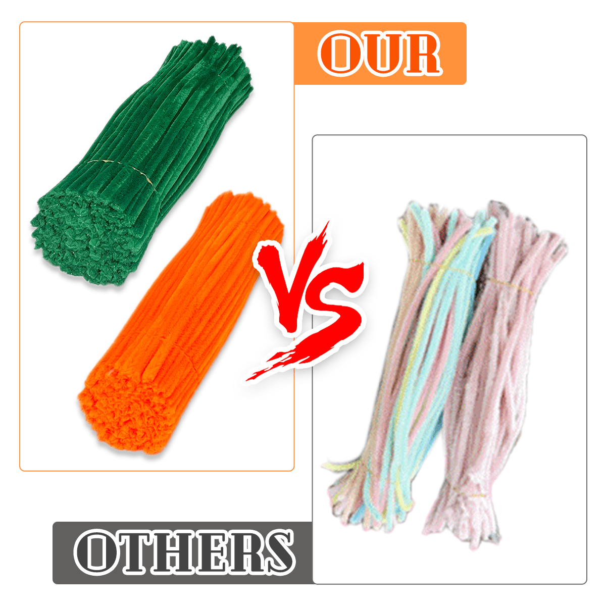 Pipe Cleaners Chenille Stem Set,Easter Fuzzy Sticks Pipe Cleaners Bulk for Arts and Crafts,Home Decoration-Dark green + orange red