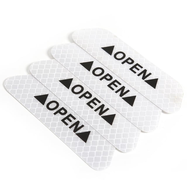 4 Uds. De cintas reflectantes abiertas para coche, marca de advertencia, pegatinas para puerta de coche abierta (blanco) Tmvgtek Accesorios para autos y motos
