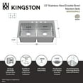 thumbnail image 6 of Kingston Brass GKDD332294LD Quebec 33-Inch Stainless Steel Double Bowl Dual Mount Kitchen Sink with Drain in Brushed, 6 of 6