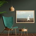 thumbnail image 2 of Retro Wall Art with Frame, Silhouette of a Little Girl with Balloon Under Cloudy Sky Wooden Ground Design, Printed Fabric Poster for Bathroom Living Room, 35" x 23", White Brown, by Ambesonne, 2 of 2