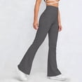 thumbnail image 6 of Women's Bell Bottom Pants High Elastic Waist Trousers Solid Full Length Fitness Pants Pull On Athletic Pants for Yoga Pilates Running Dark Gray XL, 6 of 9