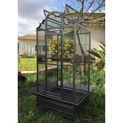 Large Deluxe and Durable Wrought Iron Open Play Top Perch Stand Bird Parrot Rolling Cage, Include Metal Seed Guard Solid Metal Feeder Breeding Nest Doors