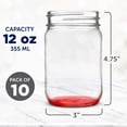 thumbnail image 5 of Discount Promos 12 oz Red Glass Mason Drinking Jars Set of 10, 5 of 5