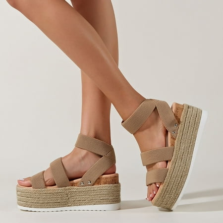 

Cathalem Sandals Womens Size 12 Sandals For Women Ladies Fashion Solid Wedges Casual Roman Shoes Closed Toe Sandals Women Dressy Khaki 8