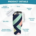 thumbnail image 2 of Yayeee 30oz Double-Wall Insulated Stainless Steel Tumbler with Handle Bottle, Green Stripes, 2 of 8