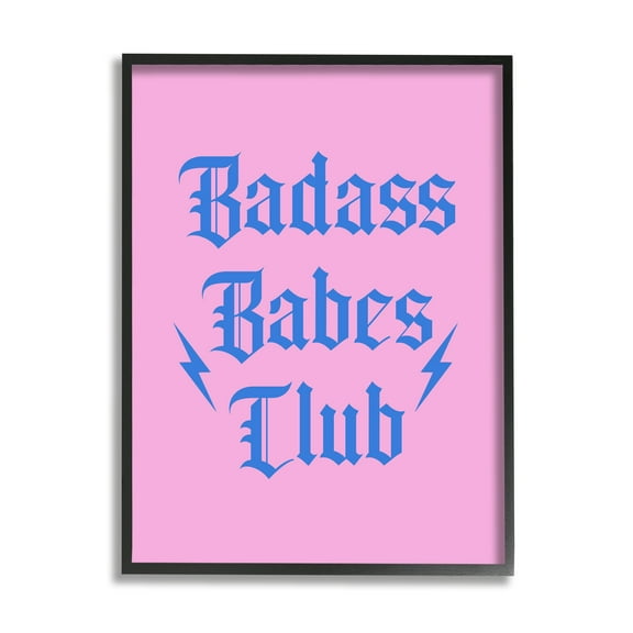 Stupell Industries Bad*ss Babes Club Phrase Inspirational Painting Black Framed Art Print Wall Art, 11 x 14