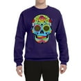 thumbnail image 2 of Wild Bobby, Colorful Floral Sugar Skull Streetwear Unisex Crewneck Graphic Sweatshirt, Purple, 3XL, 2 of 3