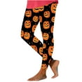 thumbnail image 3 of QATAINLAV Halloween Print Tights for Women High Waisted Stretch Workout Yoga Pants Teen Girls Cute Leggings, Orange, M, Gifts for Girls, 3 of 7