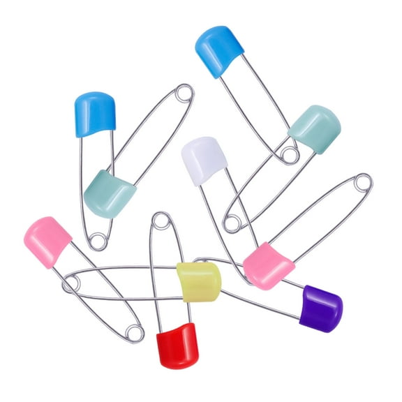 10PCS Large Pins Cute Pins Children's Accessories Pendant Colorful Pins Safety Pins Child Proof Safety Pin, Candy-Color- Baby Safe Pins,Plastic Head, for Fabric Diapers, Garment Repair