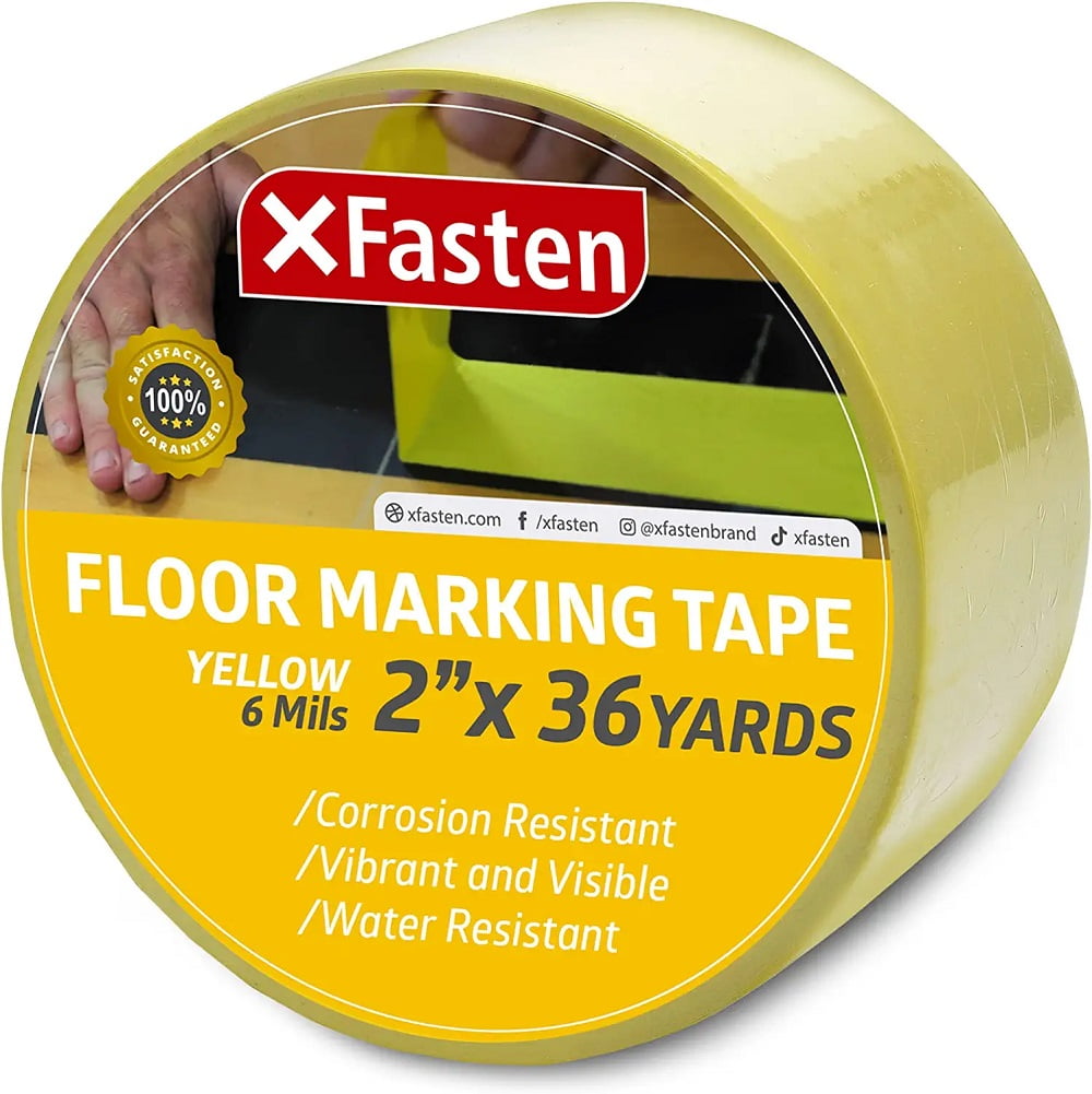 XFasten Floor Marking Vinyl Tape, 2 Inches x 36 Yards 5.2 Mils Thick