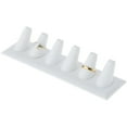 thumbnail image 2 of Plymor White Faux Leather Ring Finger Display, Six on Rectangular Base, 7.625" W x 2.125" D x 1.625" H (Pack of 2), 2 of 2