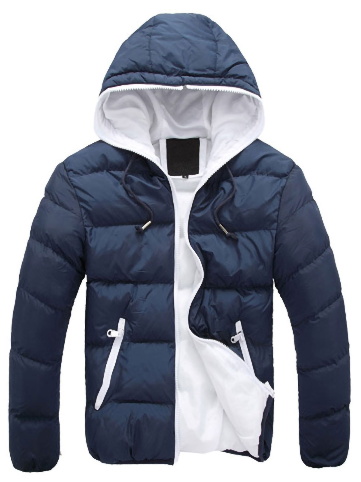 Men Fashion Puffer Jacket with Hooded Parkas Winter Windproof Padded Windbreaker Outwear Drawstring Down Coat for Mountain Outdoor - image 1 of 2
