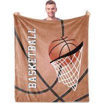 Basketball Throw Blanket for Boys Girls, Basketball Gifts Soft Plush Flannel Blanket for Kids Teen Adults, Basketball Fan Sport Fleece Blanket for Birthday Graduation Children's Day Travel in(50"x60")