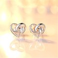 thumbnail image 3 of Aretes de plata con forma de corazón en forma de remolino para mujeres, niñas, 1 par JAMW Sencillez, 3 of 5
