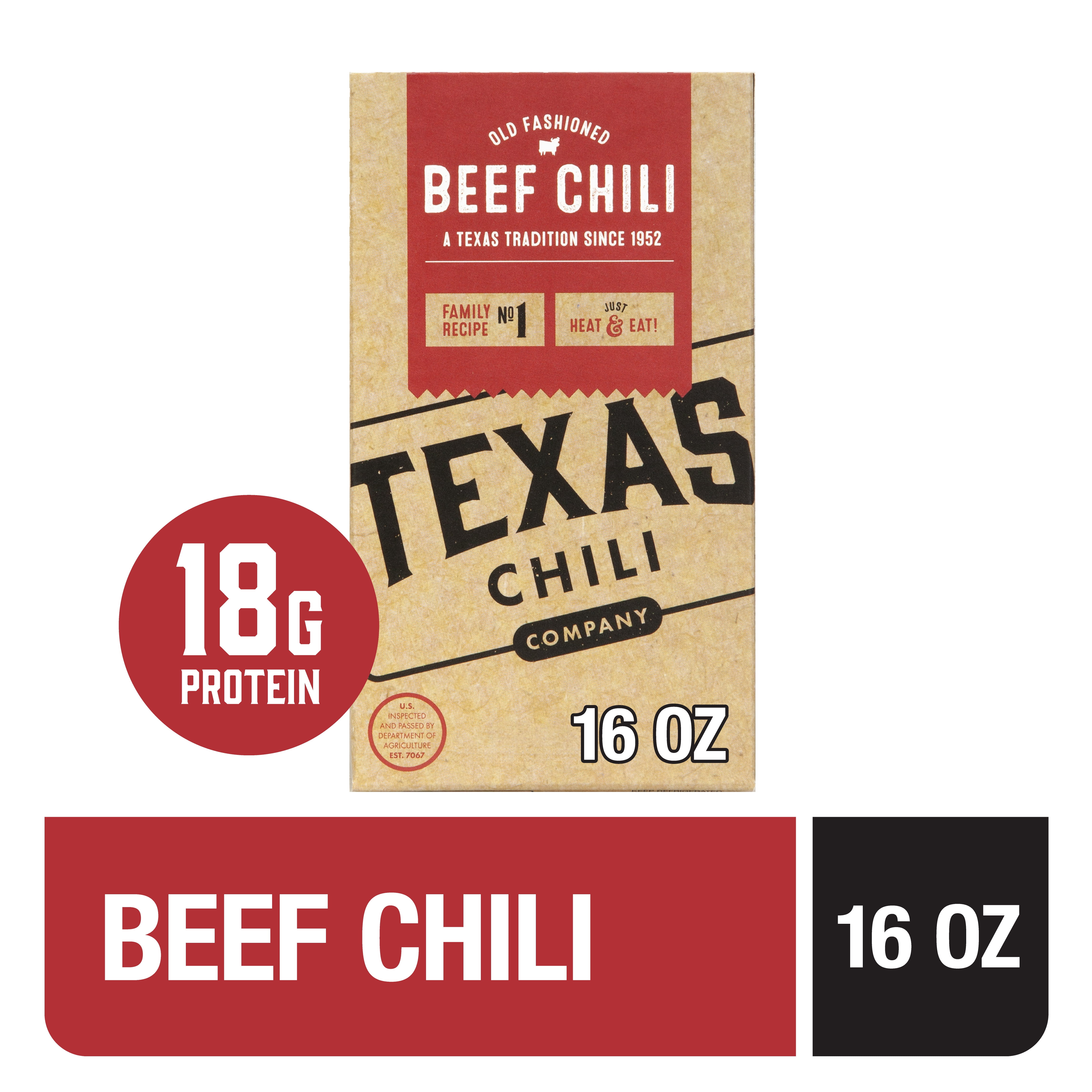 Texas Chili Company Beef Chili 16 oz Bag in Box Refrigerated Fully Cooked