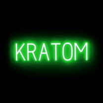 SpellBrite KRATOM LED Sign for Business. 25.9" x 6.3" Green KRATOM Sign Has Neon Sign Look With Energy Efficient LED Light Source. Visible from 500 Feet, 8 Animation Settings.