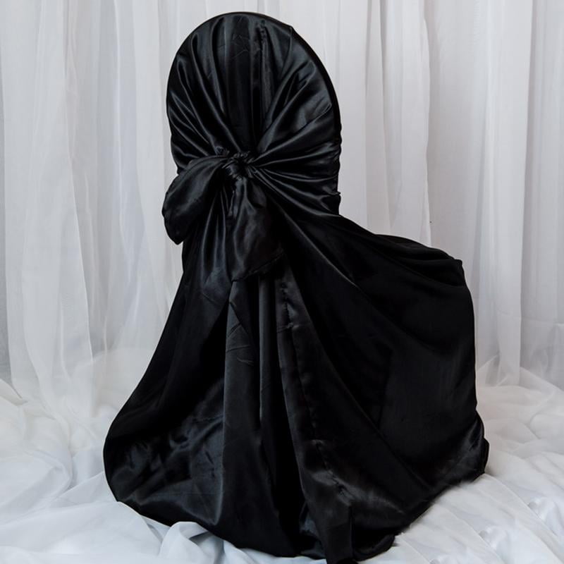 Efavormart Black Silky Satin Universal Chair Covers Fits All Type of ...
