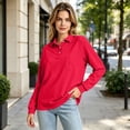thumbnail image 6 of Polo Shirts for Women Cotton Button Collared Golf Long Sleeve Tops With Pocket Front, M, 6 of 6