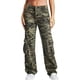 thumbnail image 1 of Pantalones vaqueros cargo de cintura alta, rectos y con estampado de camuflaje para mujer, con bolsillos, 1 of 6