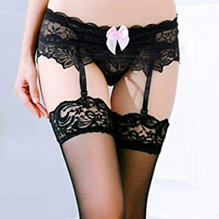 

FZM Women s Lace Garter Belt Set With Butterfly Panty Does Not Contain T Pants Socks