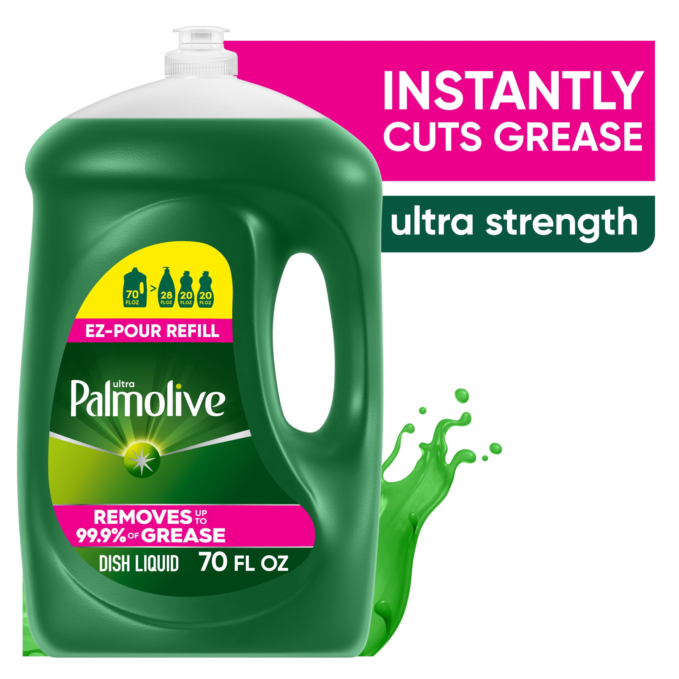 (4 pack) Palmolive Ultra Strength Liquid Dish Soap, Grease Cutting, 70 fl oz EZ-Pour Refill Bottle