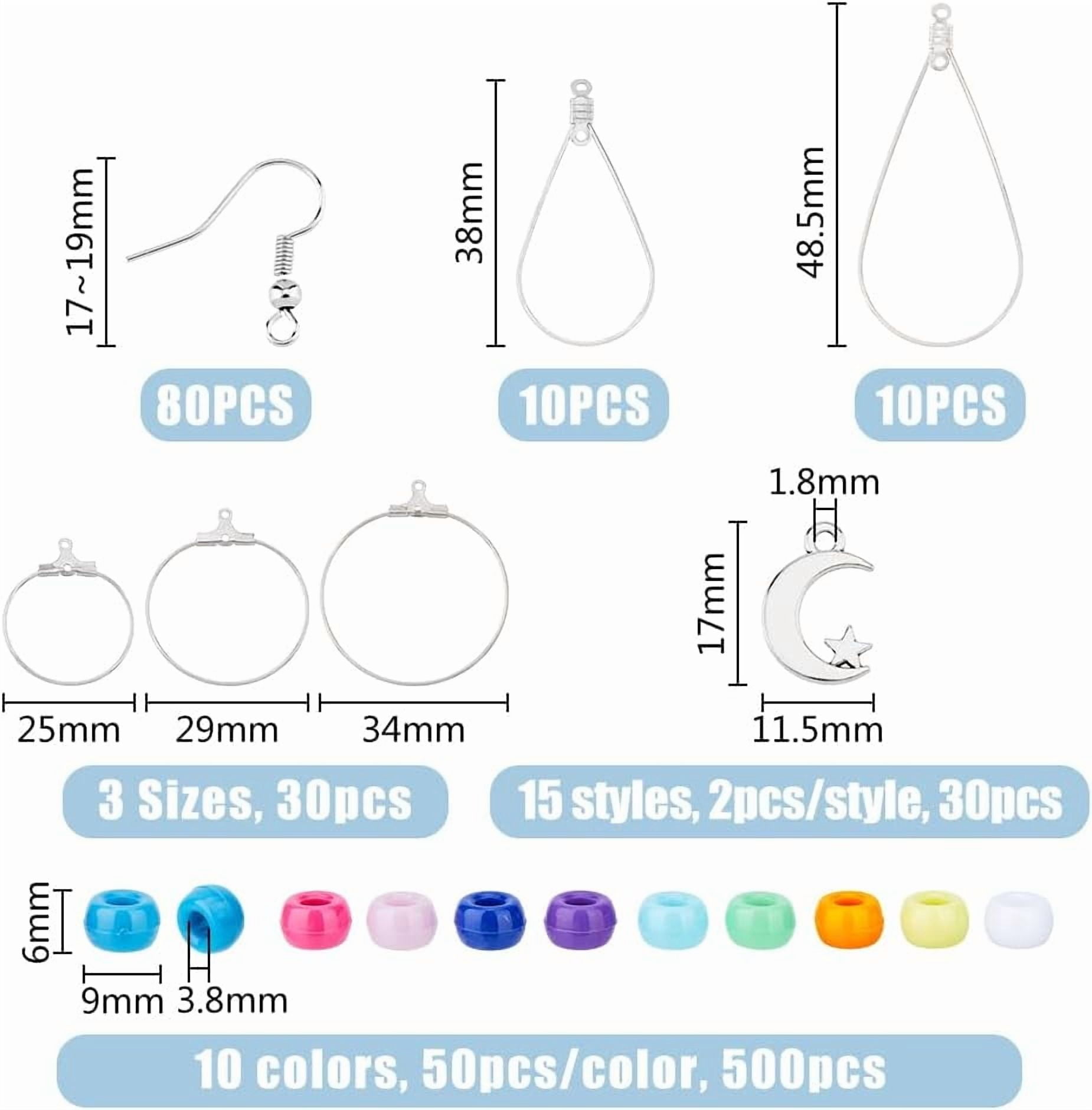 DIY Earring Making Kits Including Brass Earring Hooks Alloy & 304 Stainless Steel Wire Pendants Plastic Barrel Beads Pliers Moon & Star & Flower & Cross & Shell Shape Mixed Color 865Pcs/box