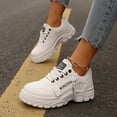 thumbnail image 5 of BYHONG Women's Fashion Leather Lace up Low Top Sneakers Casual Comfortable Shoes Casual Shoes for Women White 7.5, 5 of 7