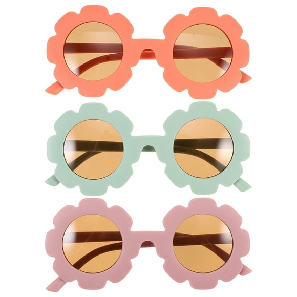 3Pairs Toddler Sunglasses Girl Sunflower Sunglasses Baby Sunflower Glasses