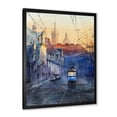 thumbnail image 2 of Blue Tram At Sunset With Church During Sunset Cityscape 30 in x 40 in Framed Painting Canvas Art Print, by Designart, 2 of 4