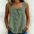 thumbnail image 5 of Kilaqueen Womens Bow Tie Front Tank Tops Summer Dressy Solid Color Square Neck Sleeveless Tunic Blouses Lightweight Loose Fit Casual Going Out Cami Gauze Shirts, 5 of 7