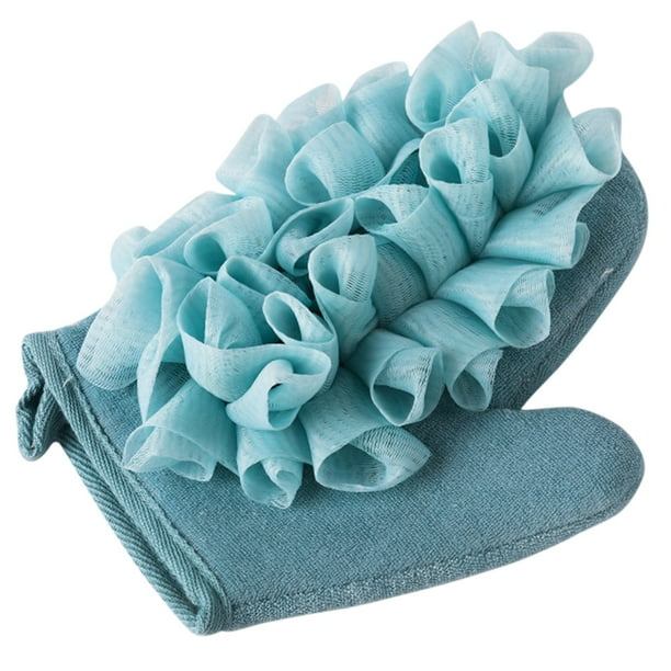 Fiudx Guantes de Baño de Esponja, 2 En 1 de Lufa y Exfoliante, Suave Exfoliante para La Espalda, Accesorio de Baño Multifuncional, Regalo Ideal para Mujeres (1 Unidad)