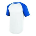 thumbnail image 2 of Augusta 1508A-White- Royal-XL Wicking Short Sleeve Baseball Jersey, White & Royal - Extra Large, 2 of 3
