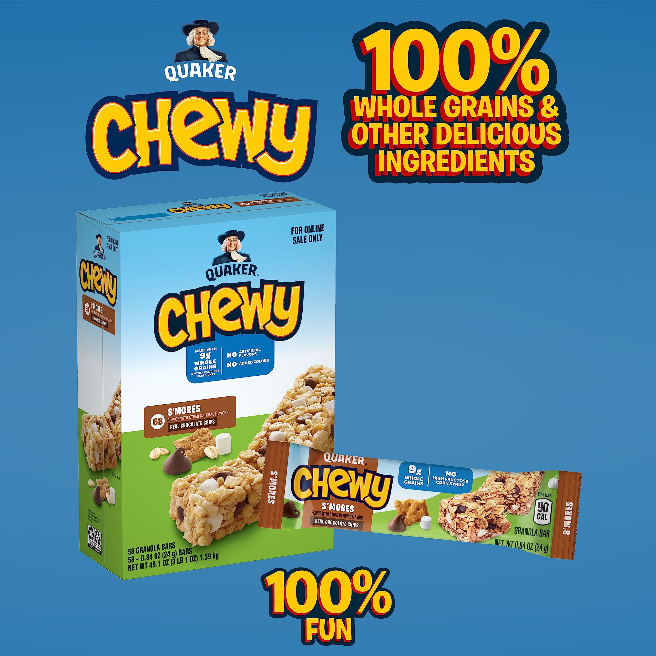 Quaker Chewy Granola Bars, Peanut Butter Chocolate Chip, 58 CountZAZK616