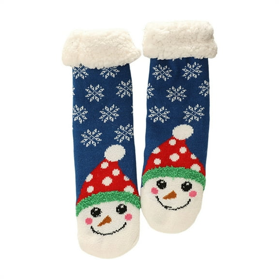 GILIGEGE Christmas Slipper Socks for Women with Grippers Non Slip, Fuzzy Funny Santa Sherpa Lined Xams Slipper Socks for Family Fluffy Winter Warm Lamb Fleece Socks Christmas Holidays Gifts