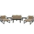 thumbnail image 1 of Modern Urban Contemporary 9 pcs Outdoor Patio Sectional Sofa Set, Brown Fabric Steel, 1 of 9
