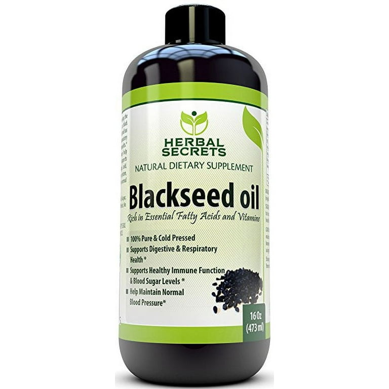 Herbal Secrets Natural Raw Black Seed Oil 16 oz | Natural Cold Pressed Black Cumin Seed Oil from 100% Genuine Nigella Sativa | Non-GMO | Gluten Free
