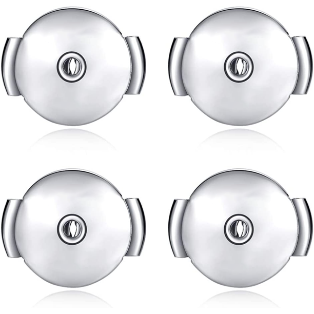 2 Pairs Flat Earring Backs Replacements Sterling Silver 925 18K White