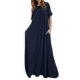 thumbnail image 2 of Solid Round Half Sleeve Maxi Dress, 2 of 5