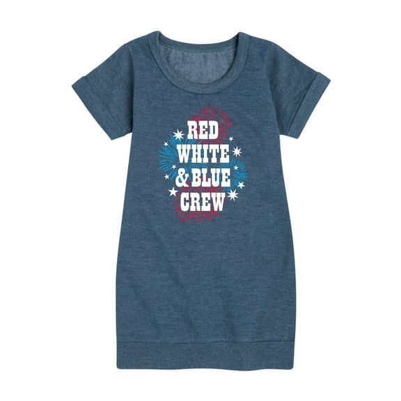 Instant Message - Americana - Red, White, & Blue Crew - Fireworks - Toddler & Youth Girls Fleece Dress