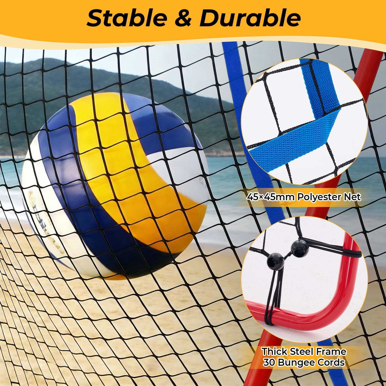 CONCETTA Volleyball Rebounder Net, Adjustable Angle Ball Return Equipment for Indoor Outdoor Use, Durable & Portable with Carry Bag