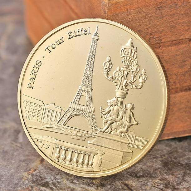 Moneda conmemorativa de la Torre Eiffel de París Recuerdos de turismo Arte coleccionable antiguo Likrtyny Para estrenar