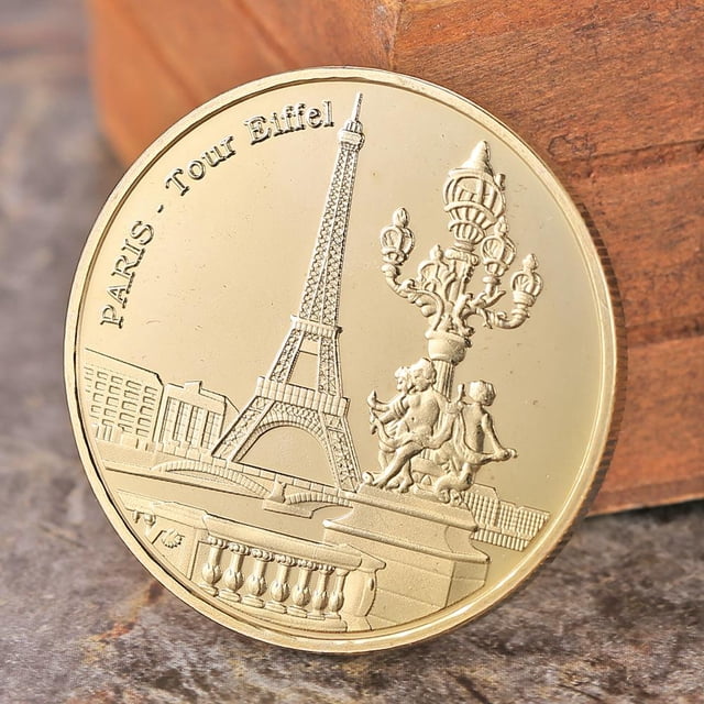 Moneda conmemorativa de la Torre Eiffel de París Recuerdos de turismo Arte coleccionable antiguo Likrtyny Para estrenar